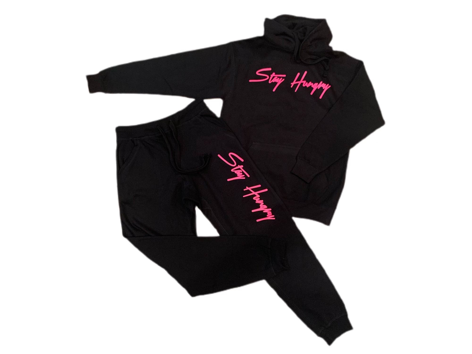 Black Stay Hungry Sweatsuit with Neon Pink Baller Bellys